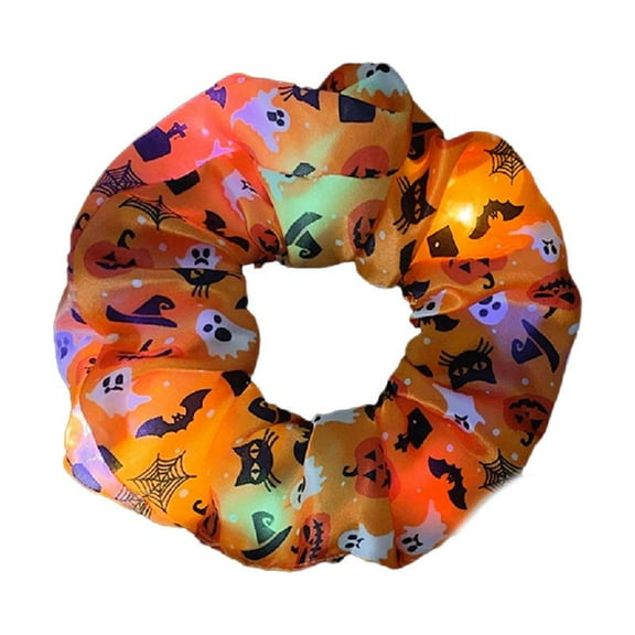 Yokua Glowing Pumpkin Hair Ties French Scrunchie Halloween Skull Pumpkin Bat