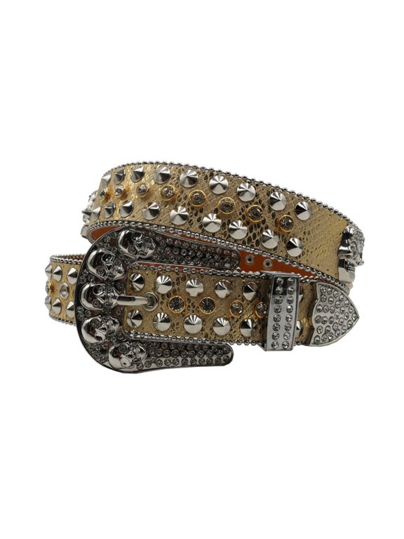Grunge Belt Hand Beading Rhinestones Belt Blingbling Studded Buckle Rivets