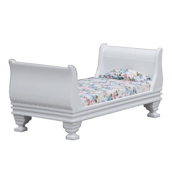 Yokua Handmade 1/12 Dollhouses Bed Vintage Single Bed Model for Miniature Collector