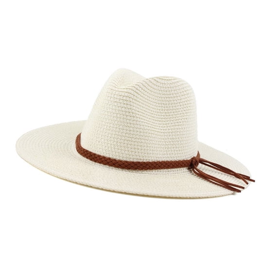 Yokua Handwoven Straw Hat Sun Hat Woven Belt Hat for Outdoor Beach for Women