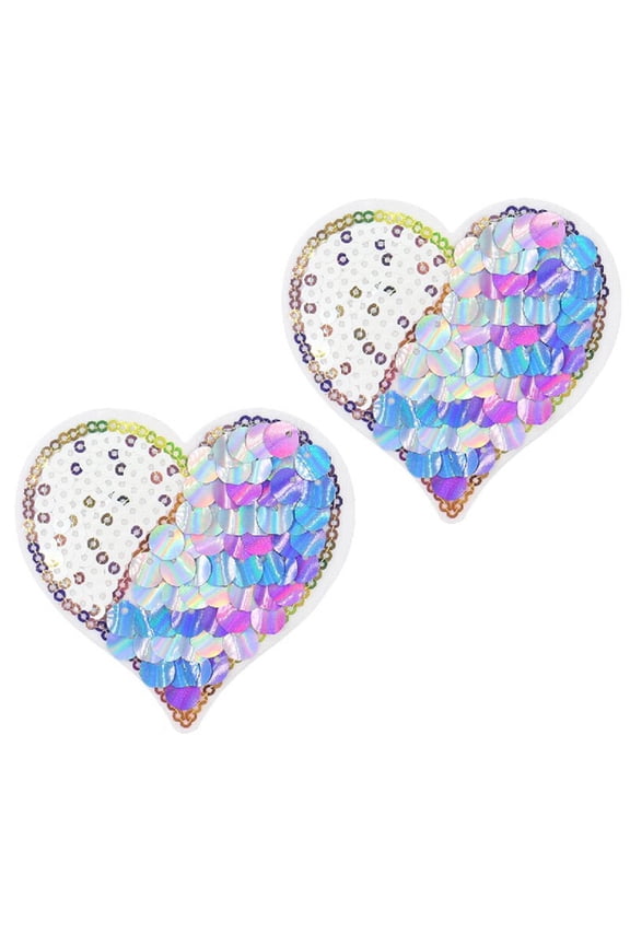 Heart Shape Sequins Nipple Pasties for Women Sticky Breast Covers for Parties