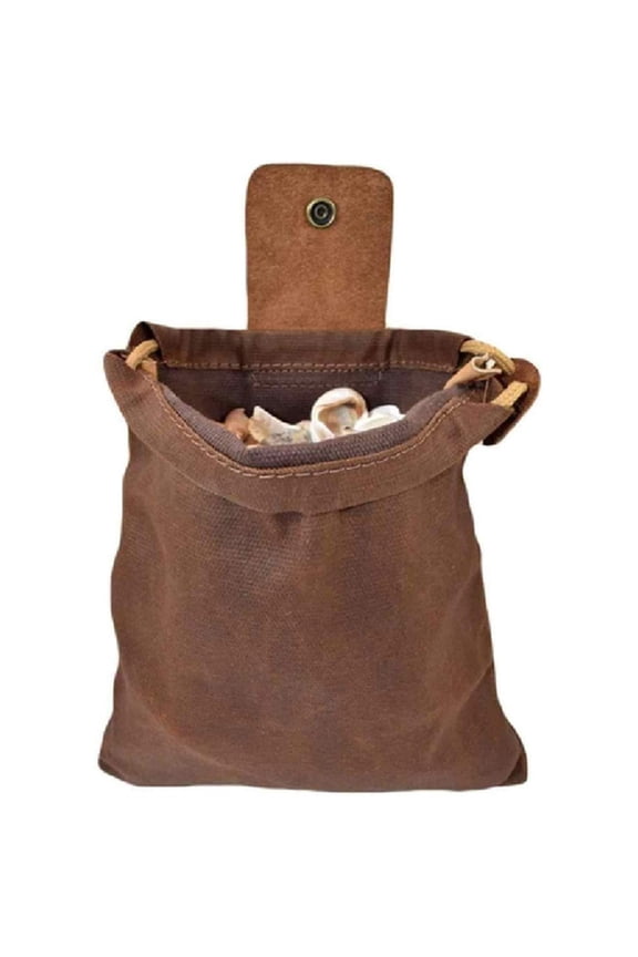 Hiking Waist Pack Waxed Canvas Foraging Pouch Leather Mushroom Belt Bag