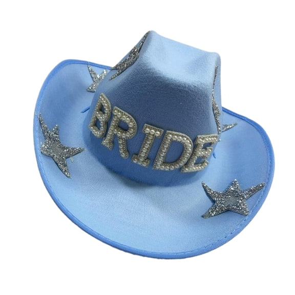 Yokua Jeweled Hat Glinting Rhinestones Blue Cowboy Hats for Bachelorette Party