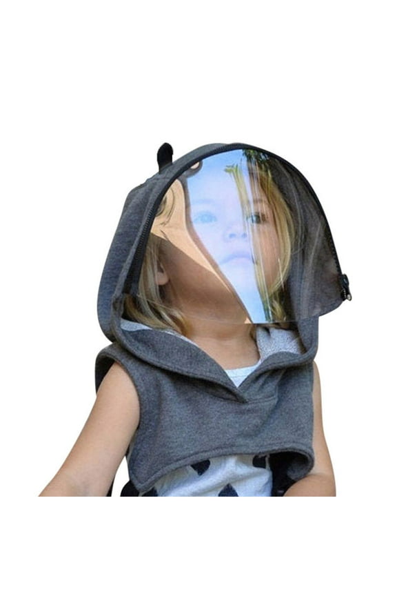 Kids Hooded Hat Face Visor Shield Adjustable Pullover Earflap Cap Neck Warmer