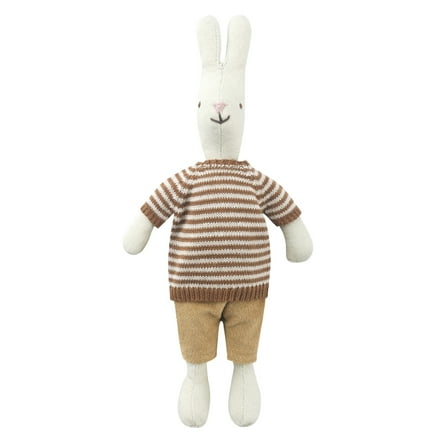 Yokua Knit Stripe Sweater Plush Rabbit Doll Kid Stuffed Toy for Toddler Accompany Toy