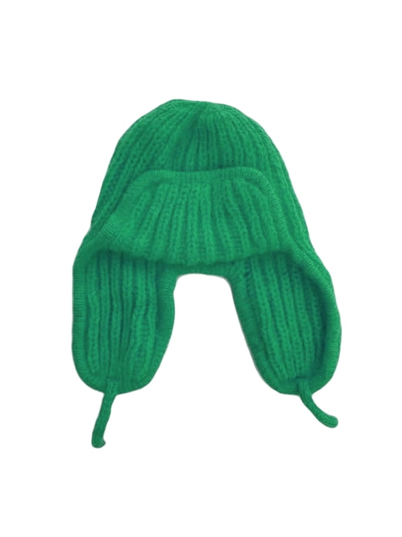 Knitted Trapper Hat Russian Bomber Hat Earflap Ear Protection Hat Beanie