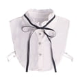 thumbnail image 1 of Yokua Korean Ladies Pleated Ruffles Fake Stand Collar Lace-up Ribbon Bowtie Elegant Detachable Cotton Half-Shirt Dress Sweater Accessory, 1 of 15