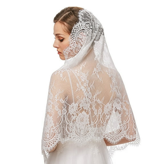 Yokua Lace Mantilla Veil Comfortable Scarf Floral Design for Head Covering for Women