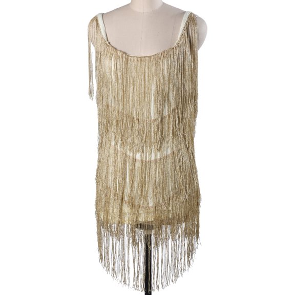 Yokua Ladies Summer Spaghetti Strap Dress Backless Glitter Tassel Sleeveless Dress