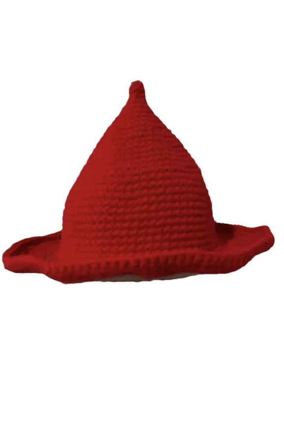 Lady Halloween Witch Hat Crochet Wizard Hat Cosplay Party Headwear Photo Cap