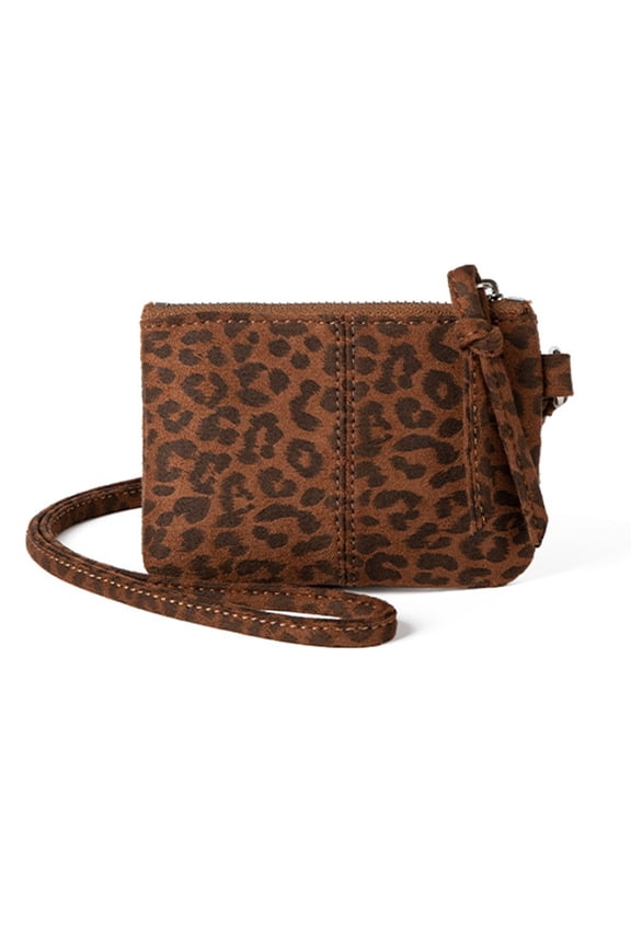 Leopard Print Necklace Wallet ID Holder for Women with Soft Cotton Lanyard