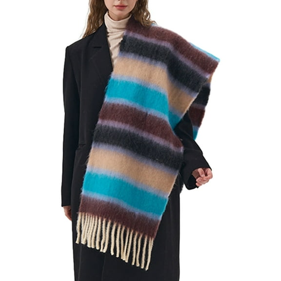 Yokua Long Scarf Winter Scarves Fringed Rainbow Scarf Cold Weather Soft Warm Neckwear