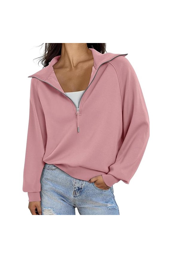Long Sleeve Half Zip Up Sweatshirt Hoodies Loose Pullover Tops for Leggings