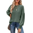 thumbnail image 1 of Yokua Long Sleeve Tops for Women O-neck for T Shirts Blouse Ruffle Lantern Sleeve Tee, 1 of 12