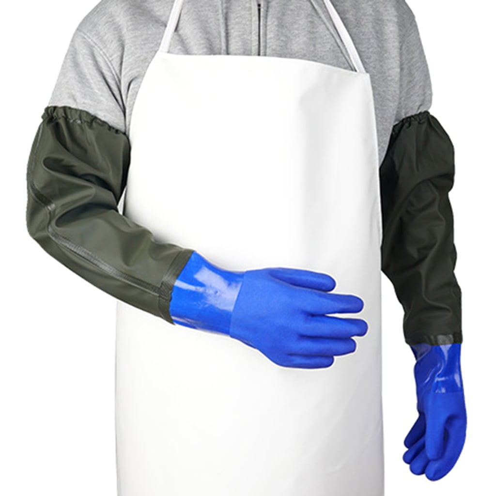 ZIGefofo Gants Longs De Protection Etanche 60 Cm En Caoutchouc - Anti Coupure Réutilisables Pour Travail, Jardinage, Entretien D'étang, D'aquarium, Ménage - Pour Femme Et Homme (Bleu