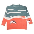 thumbnail image 1 of Yokua Men Harajuku Long Sleeve Sweater Cow Prairie Print Oversized Knit Jumper Tops, 1 of 14