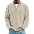thumbnail image 1 of Yokua Men's Quarter Zip Up Pullover Mock Neck Long Sleeve Sweater Casual Corduroy Polo Sweatshirt, 1 of 8