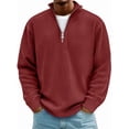 thumbnail image 1 of Yokua Men's Quarter Zip Up Pullover Mock Neck Long Sleeve Sweater Casual Corduroy Polo Sweatshirt, 1 of 8