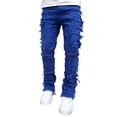 thumbnail image 1 of Yokua Men's Straight Slim Fit Ripped Distressed Denims Pants Trousers Fashion Jeans, 1 of 1