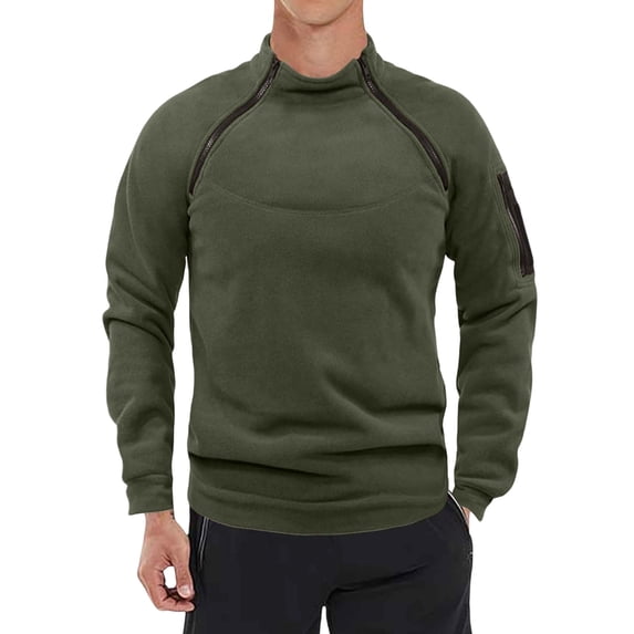 Yokua Men's Tactical Fleece Jacket Quarter Zip Outdoor Warm Pullover Winter Fashion Long Sleeve Mock Neck Sweatshirts