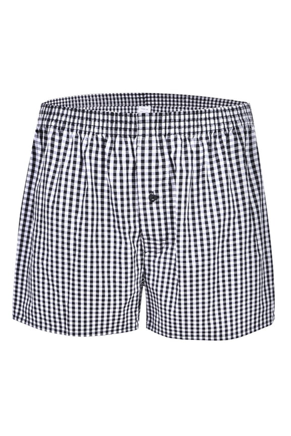 Mens Loose Panties Checkered Wide Leg Boxers Shorts Underwear Cotton Homewear