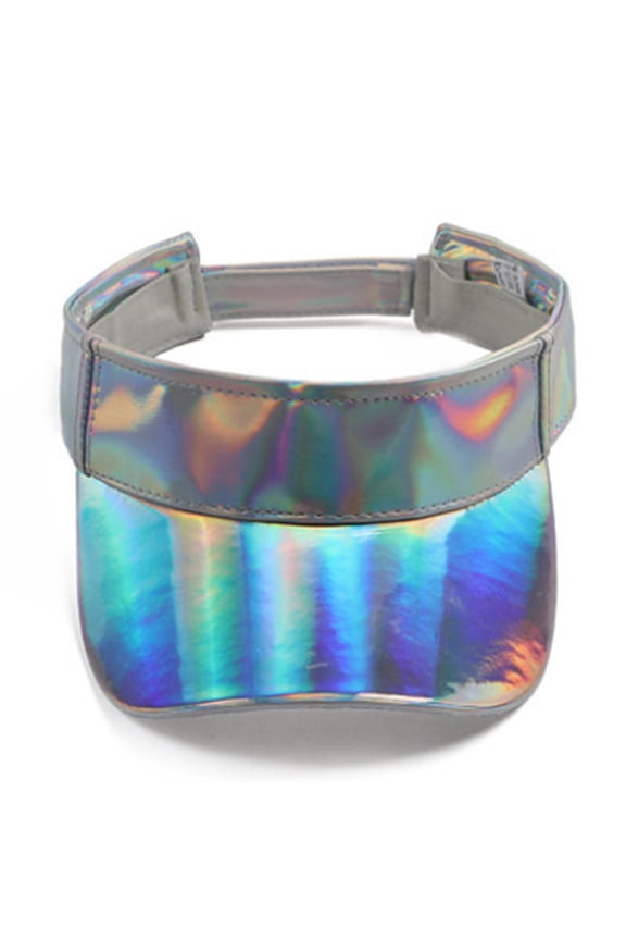 Minimalist Unisex Faux Leather Empty Top Baseball Cap Metallic Rave Hologram Ref