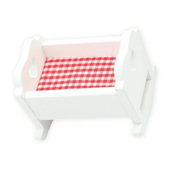 Yokua Natural Wood Rocking Cradle Bed Miniature Furniture for 1/12 Dollhouses Decors