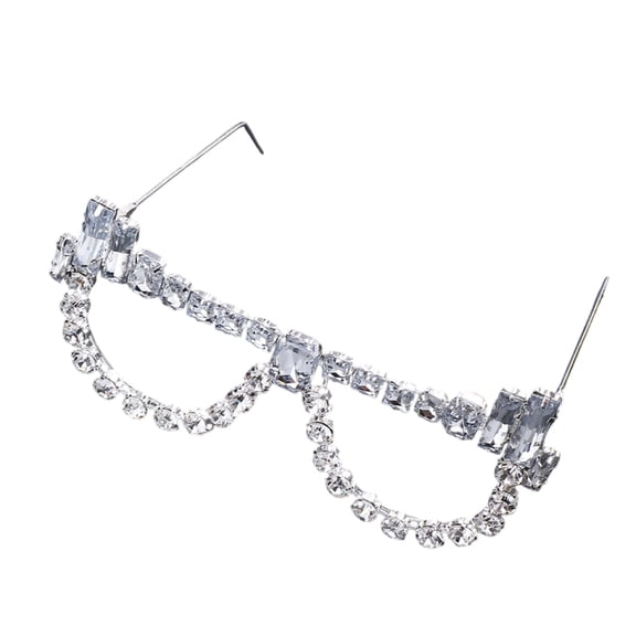 Yokua No Lens Crystal Glasses Frame Rhinestones Sunglass Funny Party Eyewear Gift