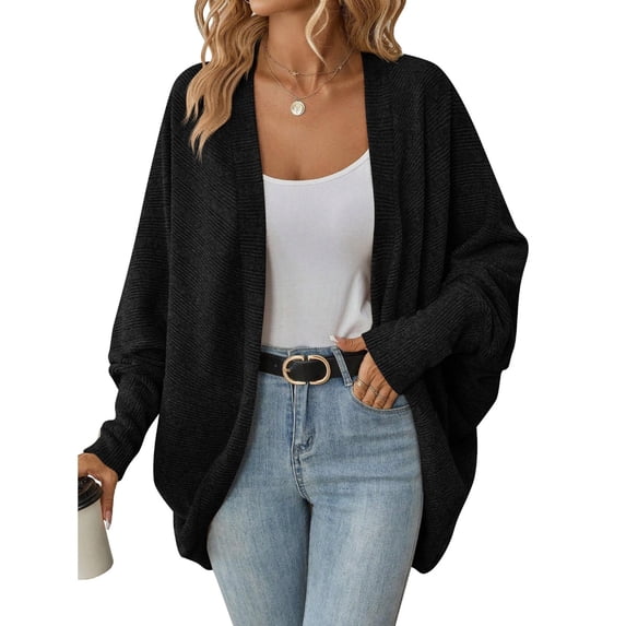 Yokua Open Front Cardigan Long Batwing Sleeve Knit Sweater Coats Jackets Outerwear