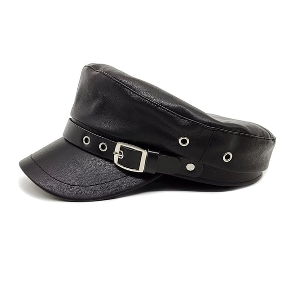 Yokua PU Painter Hat Beret Cabbie Hat with Star Grommet Warm Bonnet PU Hat