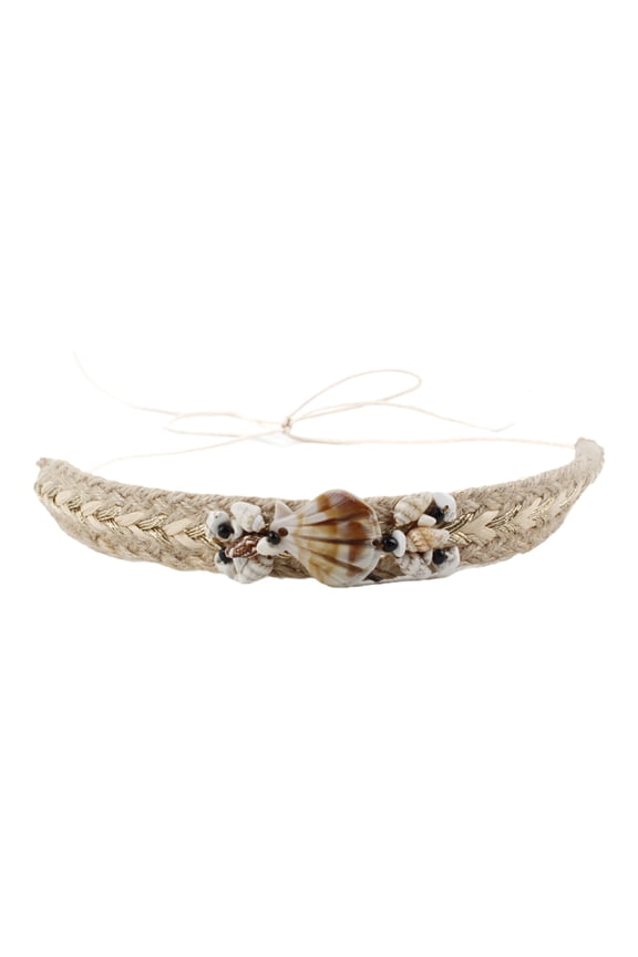Panama Hat Bands Beach Sun Hat Rope Belt Decorative Hat Band with Sea Shell