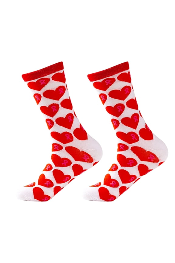 Pink Ribbon Breast Cancers Awareness Socks Pink Ribbon Crew Socks for Womens
