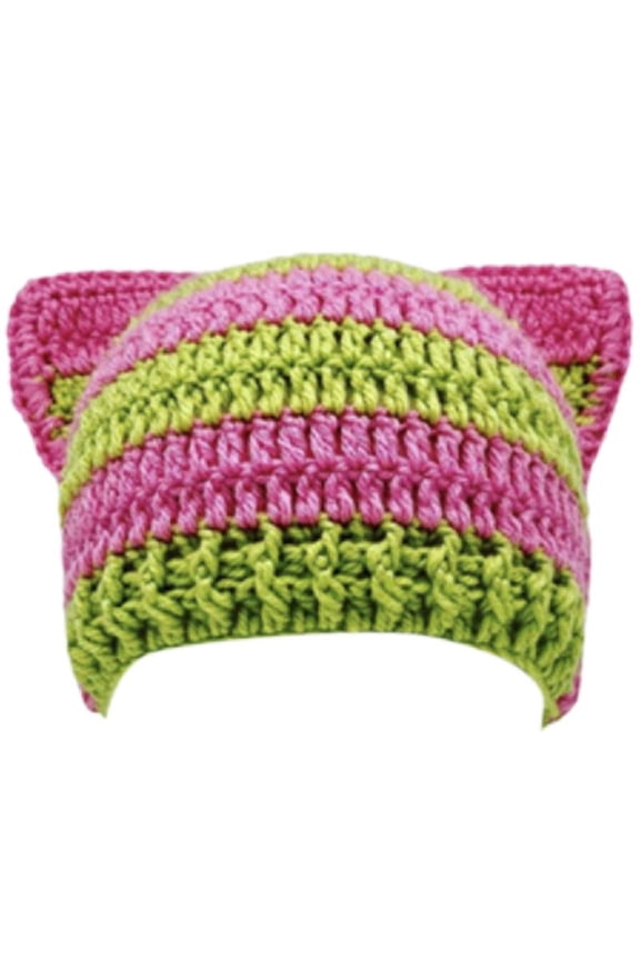 Popular Female Hat Knitting Beanie Hat with Cat Ear Y2K Teens Winter Warm Hat