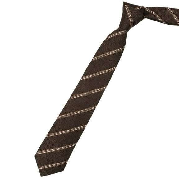 Yokua Pre-Tied Necktie Vintage Brown Checkered Striped Tie JK School Uniform Bowtie