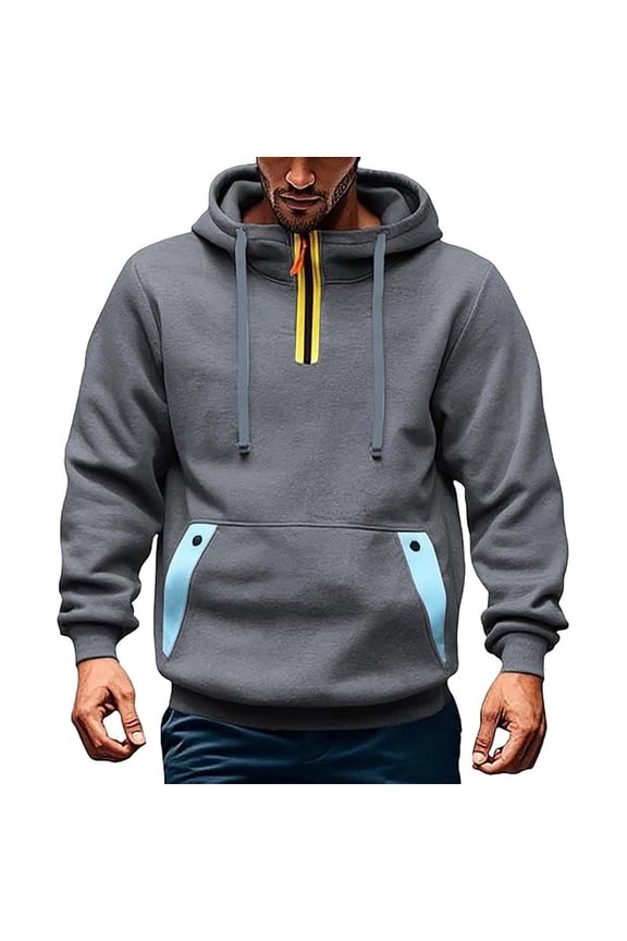 Pullover Herren Kapuzenpullover Warm Hoodie mit Sweatshirt Winter Langarmshirt mit Knopf Tasche Streetwear Freizeit Hoody Herrenpullover Hoodies