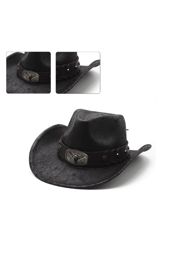 Punk Cowboy Hat Woman Men Windproof Cowboy Hat Western Style Photography Hat