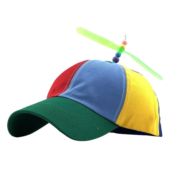 Yokua Rainbow Color Baseball Hat with Propeller Funny Helicopter Sun Hat