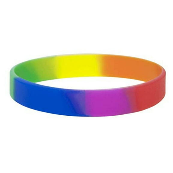 Yokua Rainbow Silicone Wristband Chain Style Bracelet Pride Assorted Color Handband