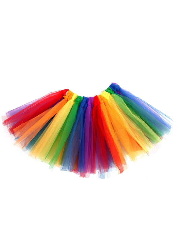 Rainbow Tutu Skirt for Girl's Elastic Waistband Tulle Skirts for Dance Classes