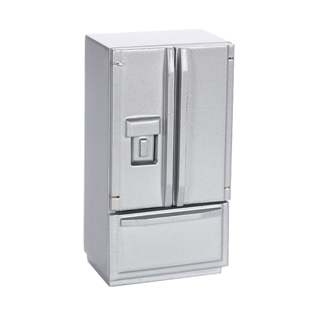Yokua Realistic Refrigerator Dollhouse Wood Freezer Children Dollhouse ...