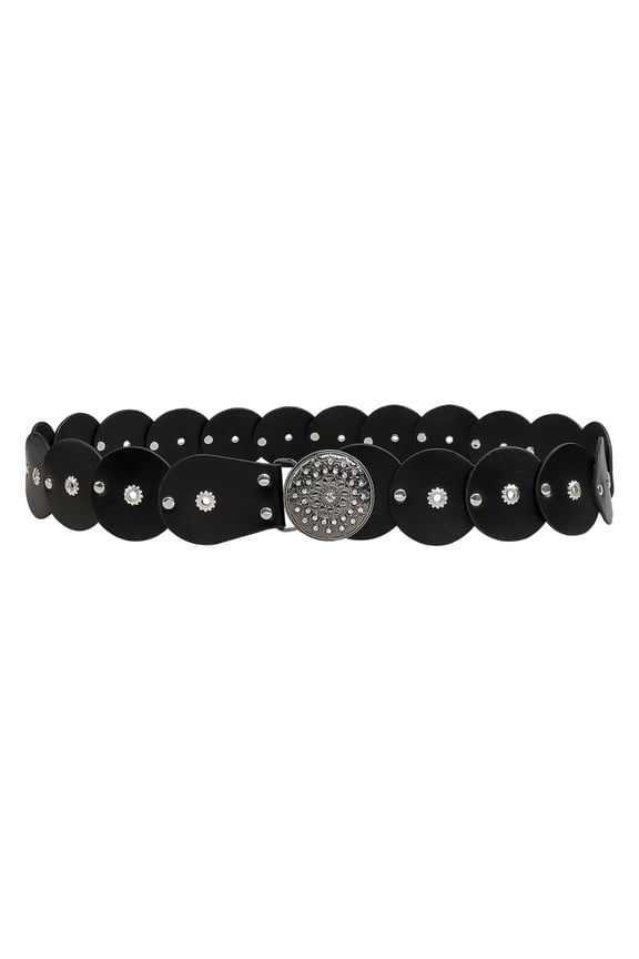 Retro Belt For Daily Wear Rhinestones 90-110cm Adjustable PU Leather Strap