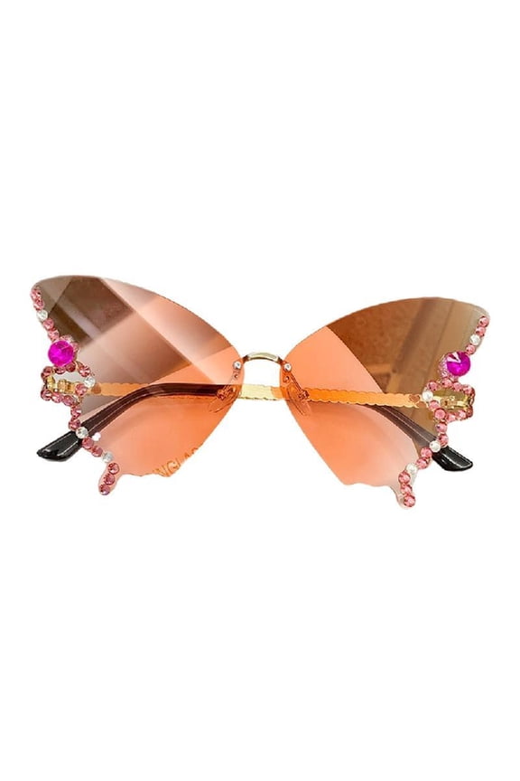 Rhinestone Butterfly Sunglasses Butterfly Sunglasses Women Rimless Sunglasses