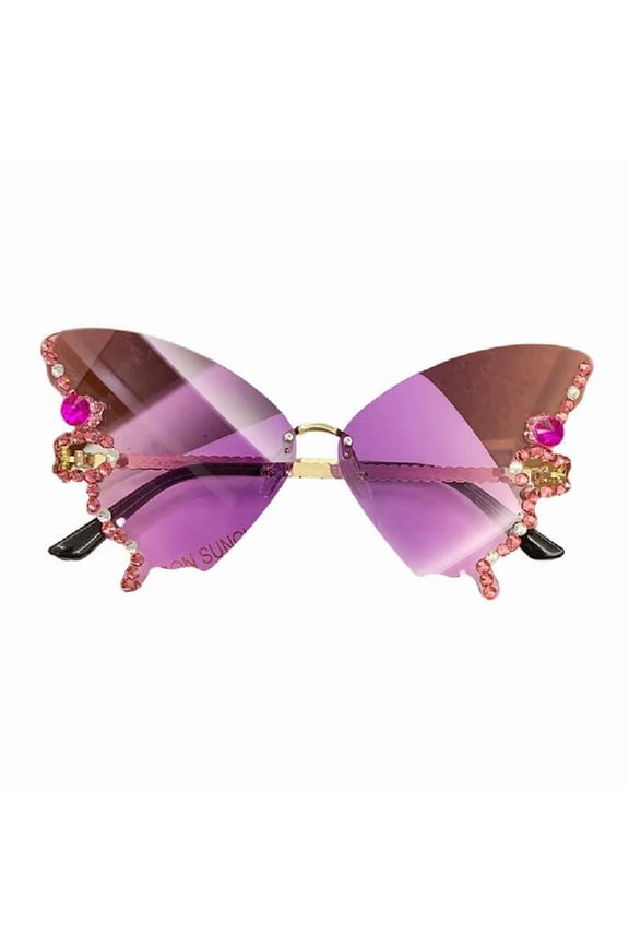 Rhinestone Butterfly Sunglasses Butterfly Sunglasses Women Rimless Sunglasses