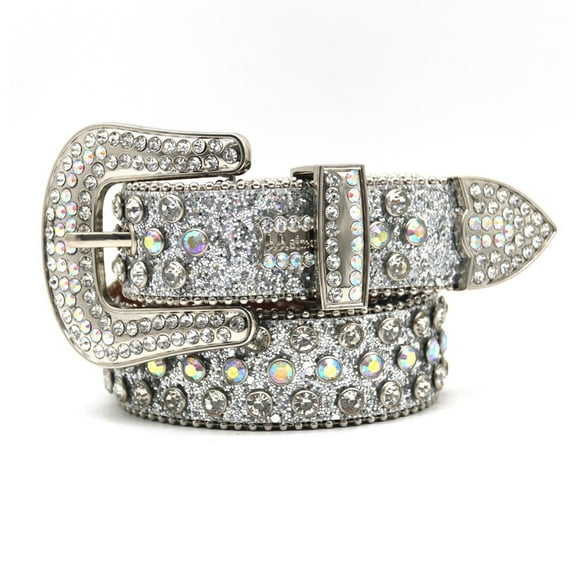 Yokua Rhinestones Belt for Men Women Western Crystal Bling Studded Leather Belt