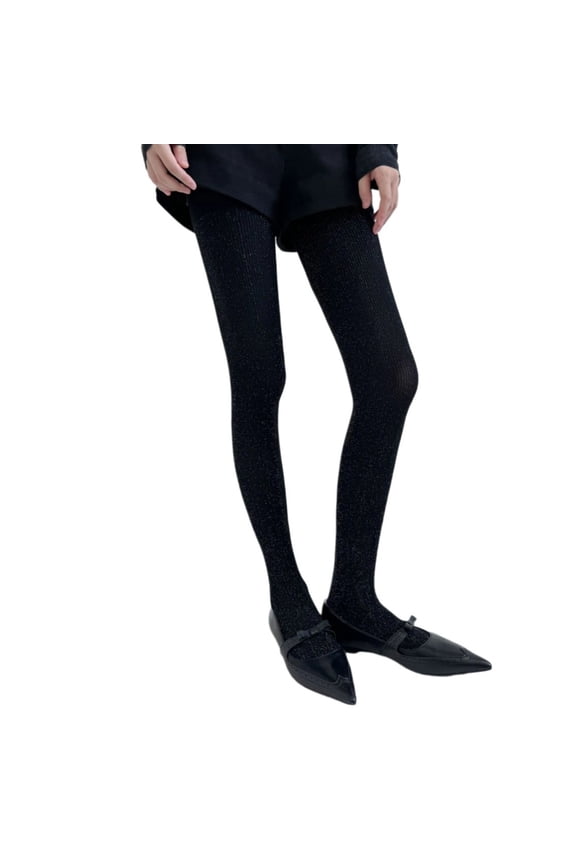 Ribbed Striped Tights with High Waist Designs Shimmering Pantyhose for Women