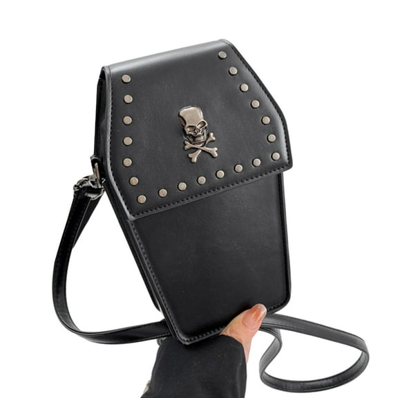 Yokua Rivet Handbag Crossbody Bag Coffin Shaped Bag for Women Versatile Trendy Bag