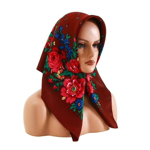 Yokua Russian Styles Big Flower Scarf Headwrap Comfortable Bandanas for Theme Event