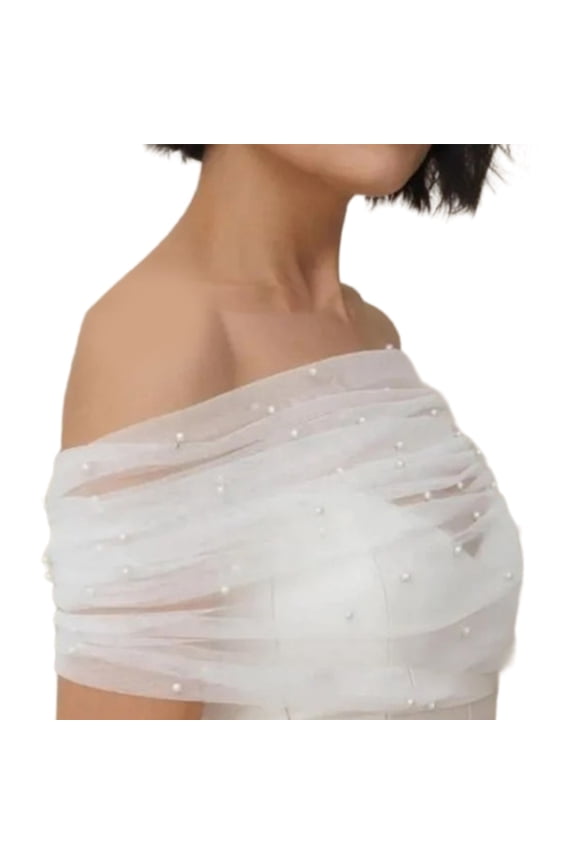 Sheer Mesh Wedding Shawl Sun Protections Feature Breathable Adjustable White