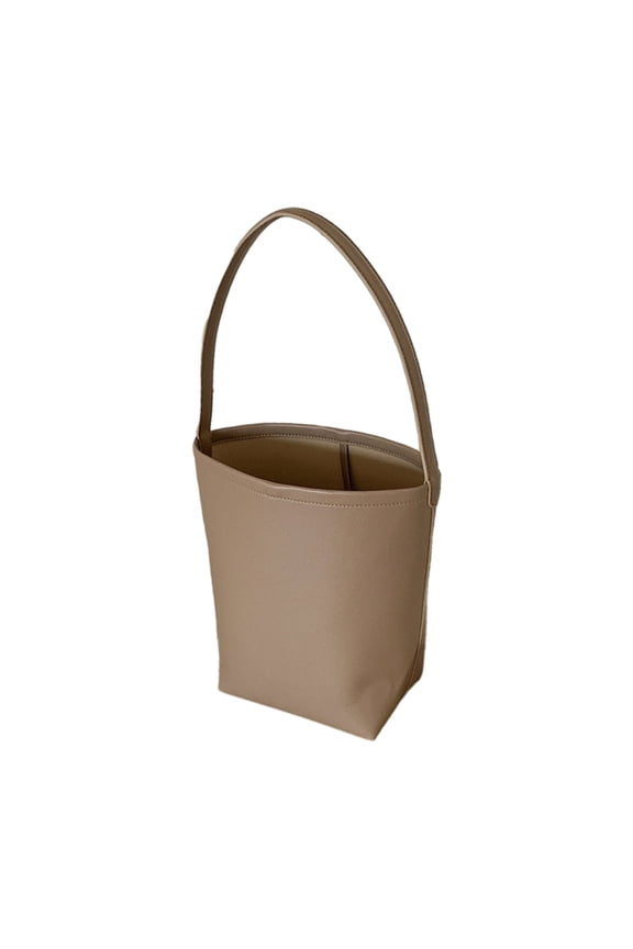 Simple Bag Bucket Bag PU Handbag for Girl Black/Beige/Mud Color/Silver/Yellow