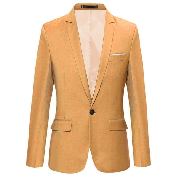 Yokua Single Breasted Blazer Coat Long Sleeve Business Dress Jacket Formal Tuxedo
